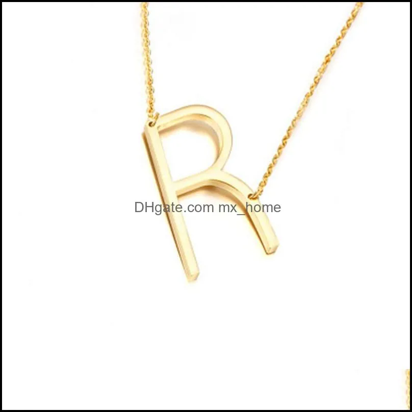 Hot Stainless Steel A-Z 26 pcs English Alphabet Initial Necklace Silver Gold Plated Capital Letter pendant Jewelry for Women free