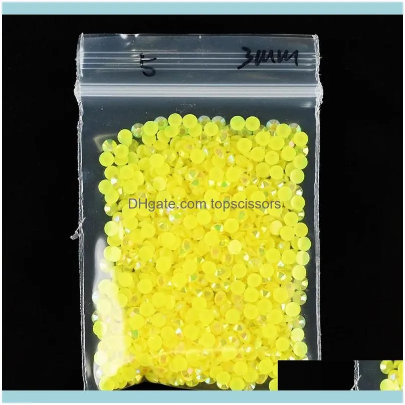 Nail Art Decorations 1000pc/Bag 3mm Jelly Resin Rhinestones Flat-Back AB Color Crystal Strass 3D Charms Gems Manicure Tc#82