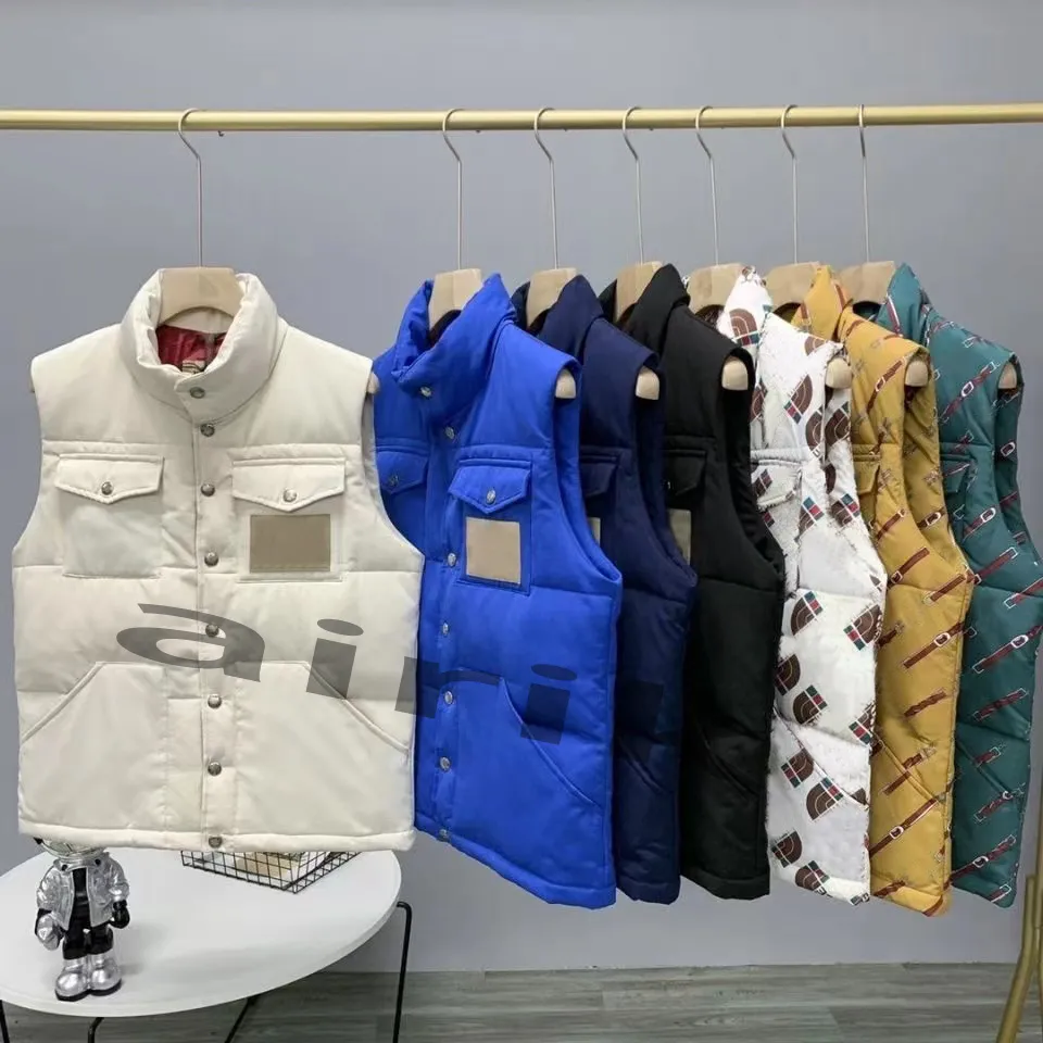 5A Men Fashion Vests Winter Down Vest High Quality Womens Outerwear Mens Parkas Unisex Coats Contrast Color Casual Letter Pattern S-3XL