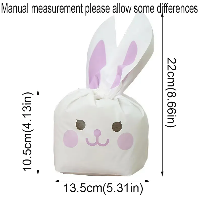 50/pcs Wedding Gift Wrap Plastic Candy Rabbit Ears Easter Bag Cookie Packaging Box Companion Hand Boxes Pearl Return Gifts Hand Bags ZXFTL1606