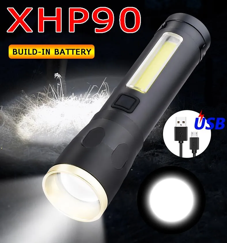 As lanternas tochas 60000lumen xhp90 poderoso LED 18650 USB Recarregável Tocatical Torch Lanterna Campo