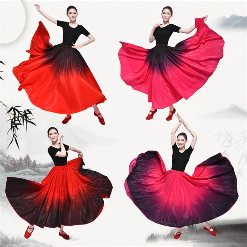 Sahne Aşınma İspanya Boğa güreşi Flamenko Elbise Kadın Çingene Dans Kostüm Halk 360/540/720 Derece Etek Balo Salonu Göbek Vestidos Flamengo