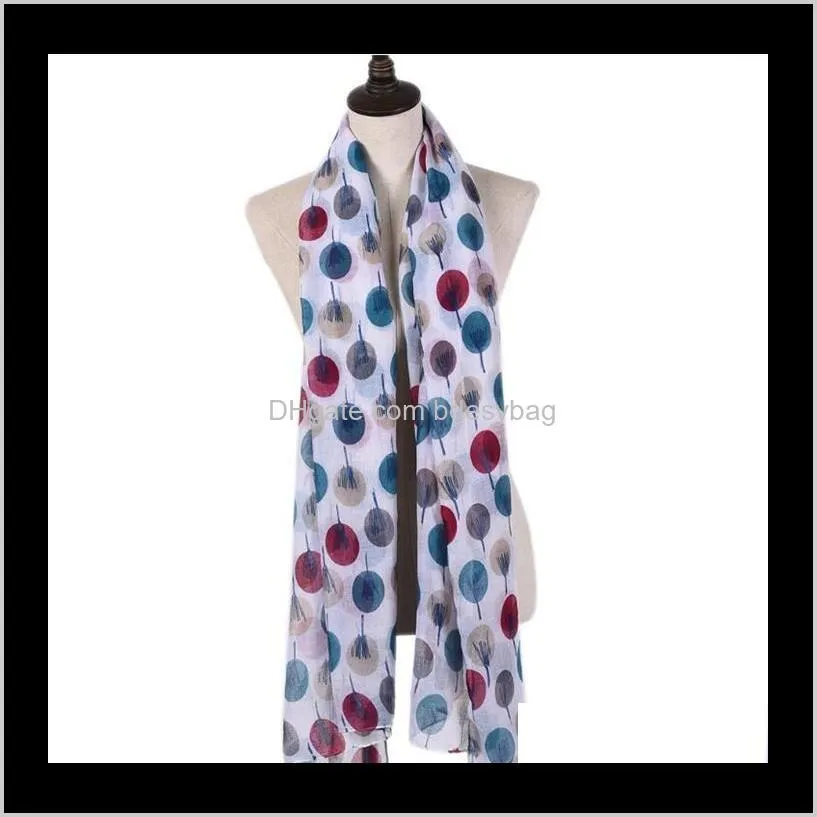 2020 new fashion women shawls tree printing long soft wrap scarf vintage lady infinity neck large scarf shawl chiffon stole scarves