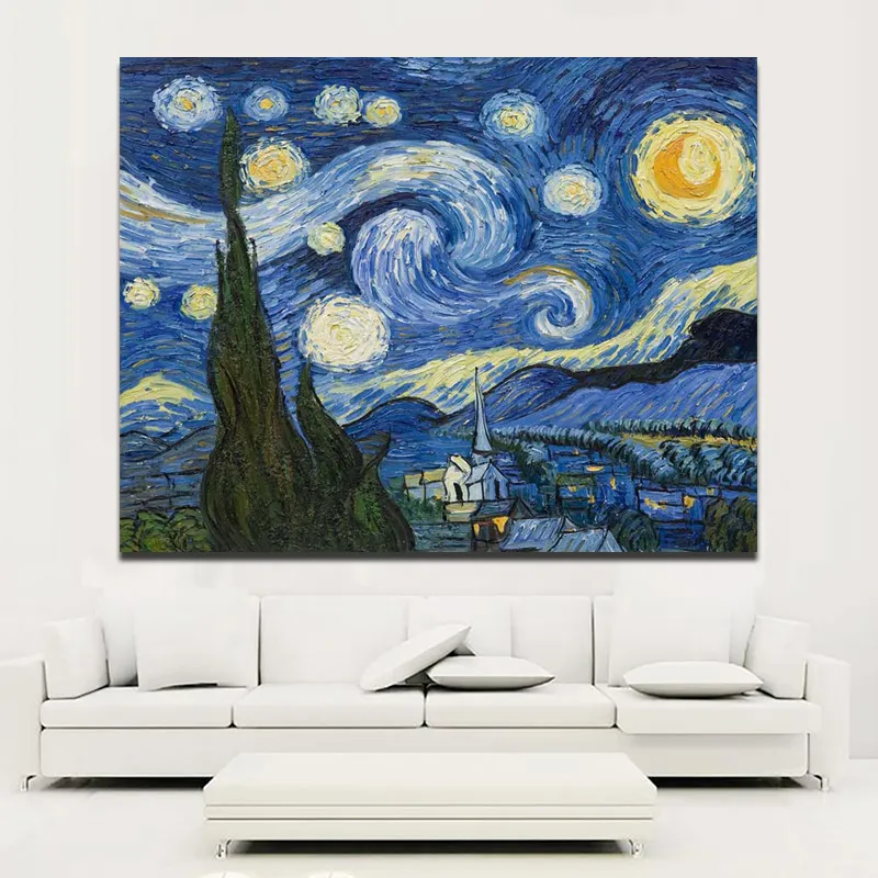 Van Gogh Famoso dipinto Notte stellata su tela wall art con cornice Dipinti  Immagini e stampe Wall Art for Living Room 8x12in (20x30cm) quadro :  : Altro