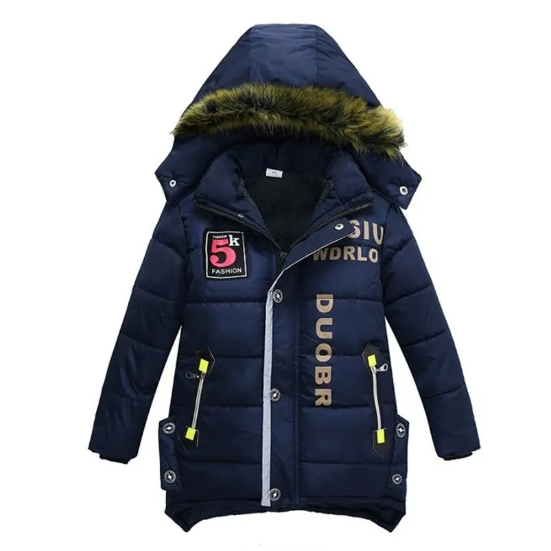 Детская зимняя куртка мальчиков с капюшоном хлопок износа снег теплое пальто для мальчика 3 - 6 лет детей пальто одежда 210916