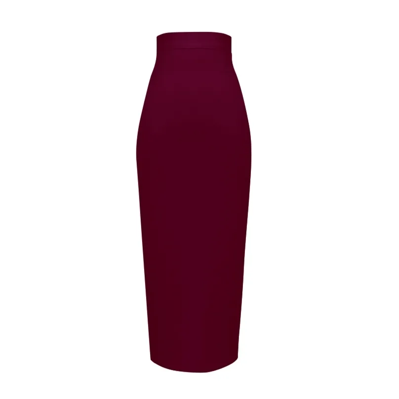 Kvinnor godis färg sexig neon grön rosa orange gul midi knä längd bandage kjol designer penna faldas 78cm 210629