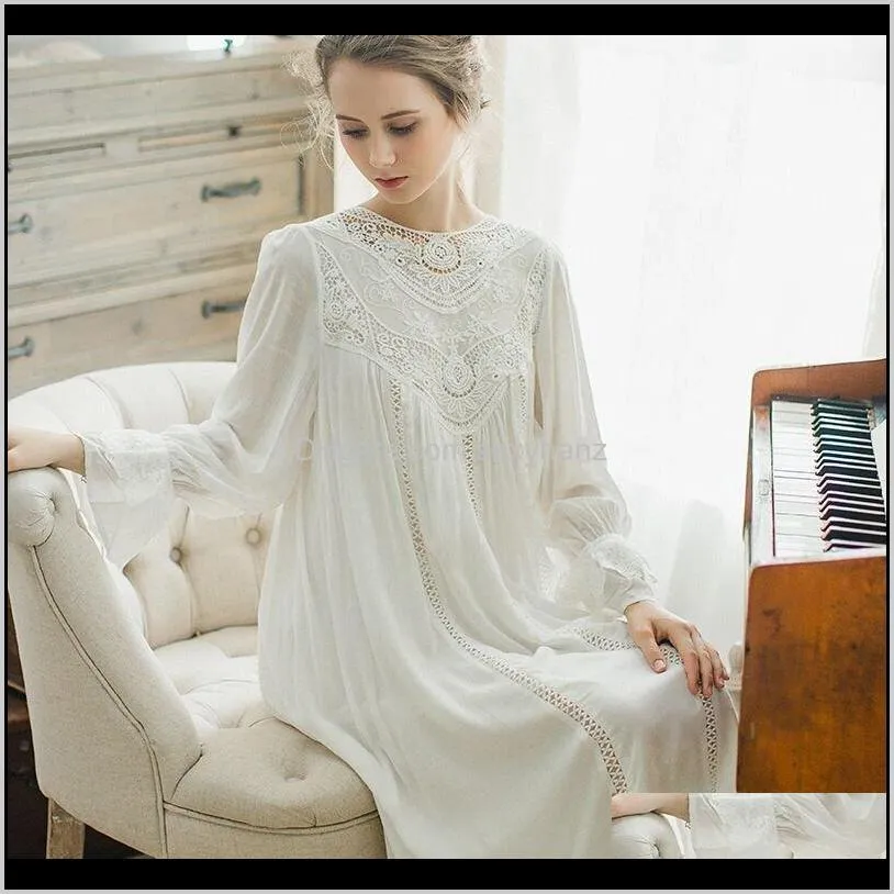 cfyh new autumn winter sleepwear solid ladies dresses princess long sleeve nighties modal lace indoor clothing sexy nightgowns f5fv#