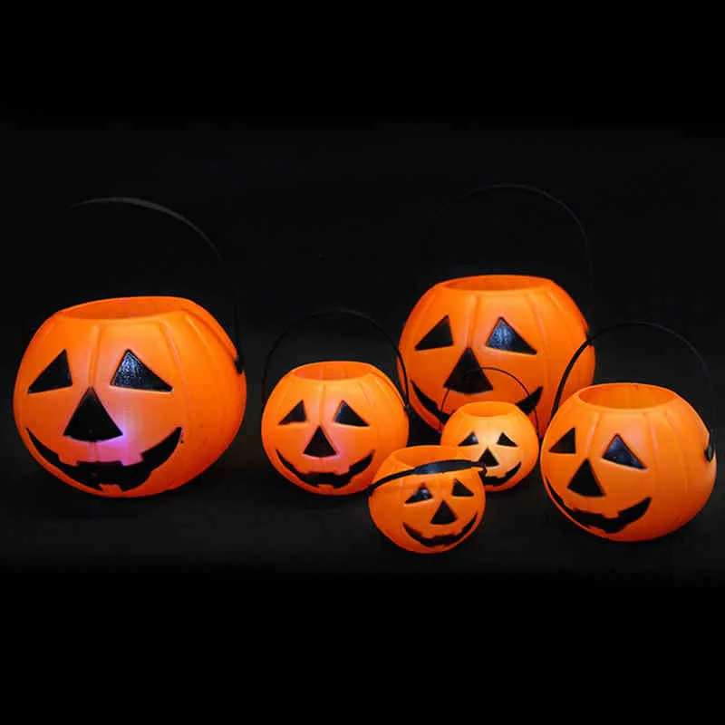 1pc Plastic Pumpkin Emmer Halloween Candy Houder Party Behandelt Doos Geschenken Opslagcontainer Trick Or Treat Leverts Decorations WZG TL1112