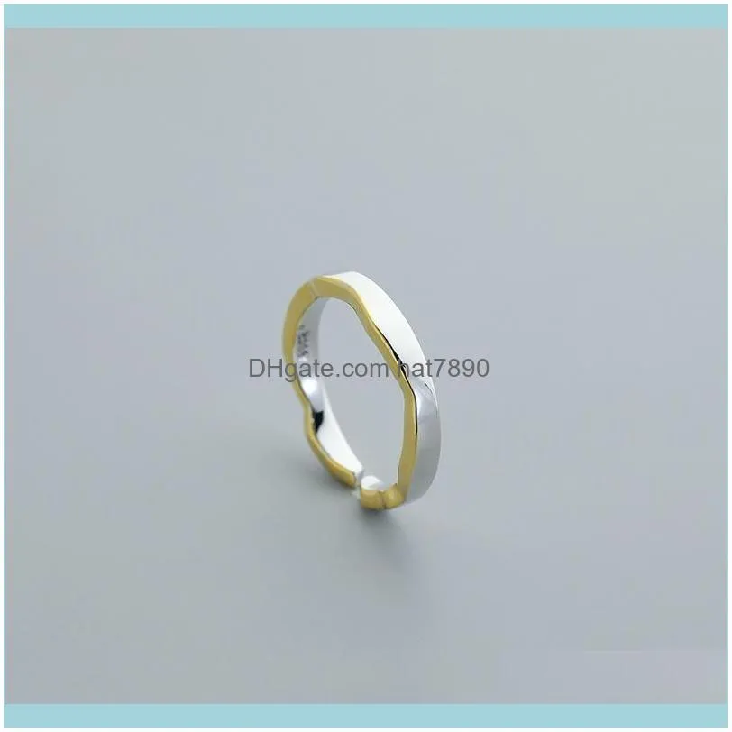 S925 Silver Ring Korean style fashion simple waves mountains and rivers couple Haina Baichuan temperament index finger ring