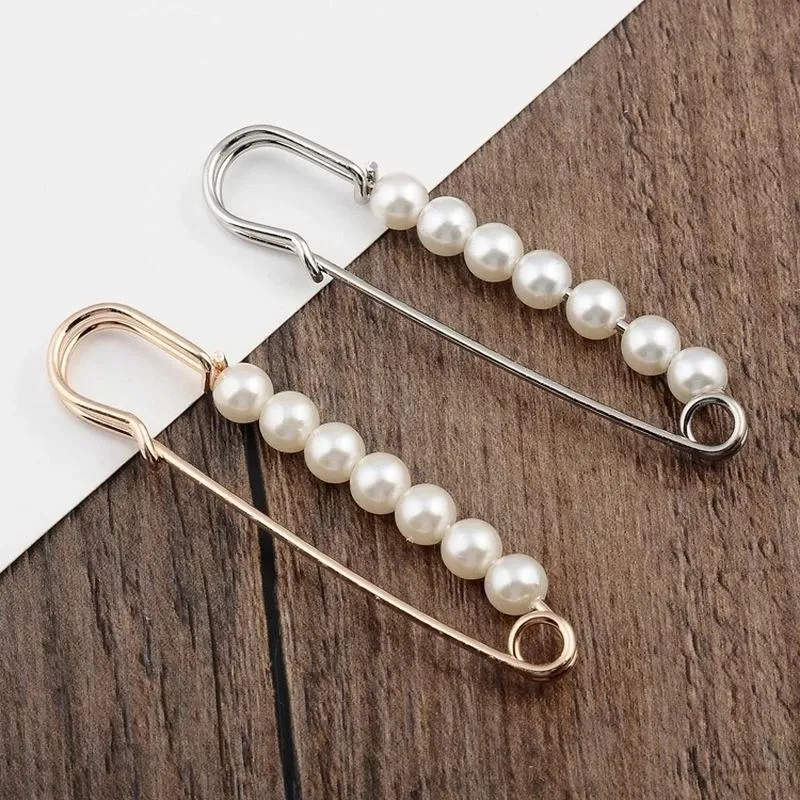 Pins, Brooches Elegant Pearl Paper Clip Brooch Pin 7 CM Long Pins For Women Girls Wedding Party Fashion Jewelry