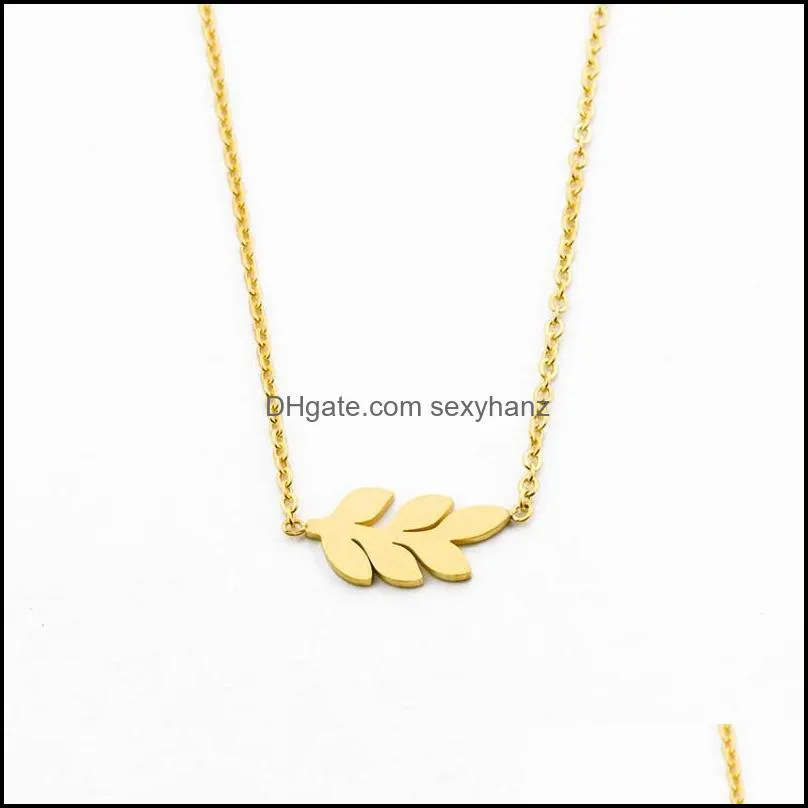 Pendant Necklaces Fashion Bijoux Gold Color Laurel Leaf Necklace Women Boho Clavicle Chain Plant Collier Femme Stainless Steel Jewelry