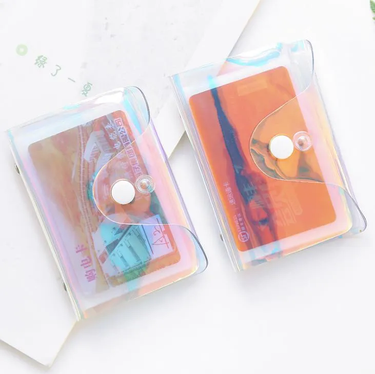 Transparente Laser PVC Kreditkarte Halter Tasche Frauen Organizer Brieftasche Mode Klar Pass Karten Lagerung Taschen SN2584