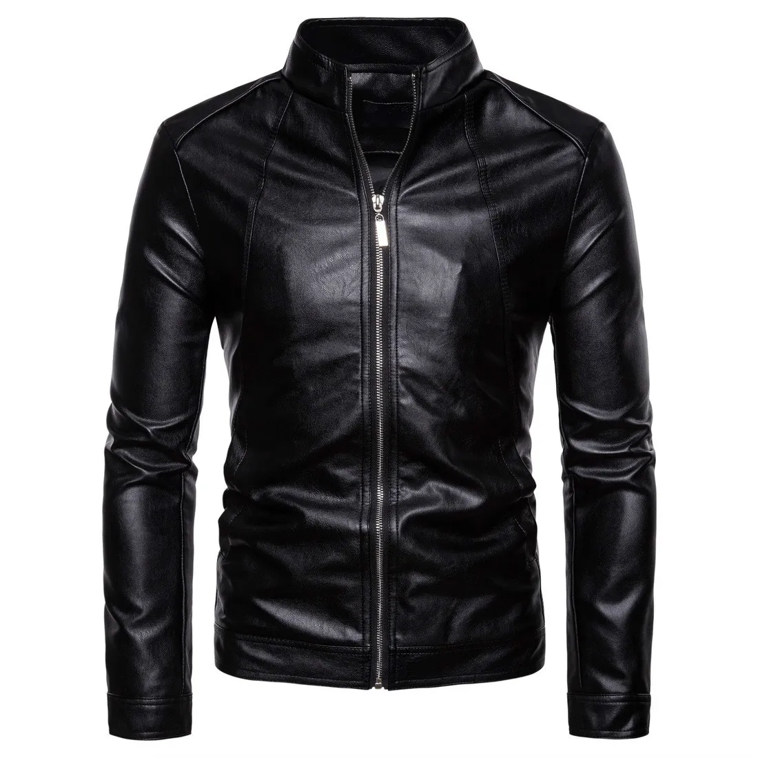 Hommes motard Moto veste col montant Moto Faux cuir vestes décontractées mode mâle noir PU manteau à manches longues grande taille 5xl