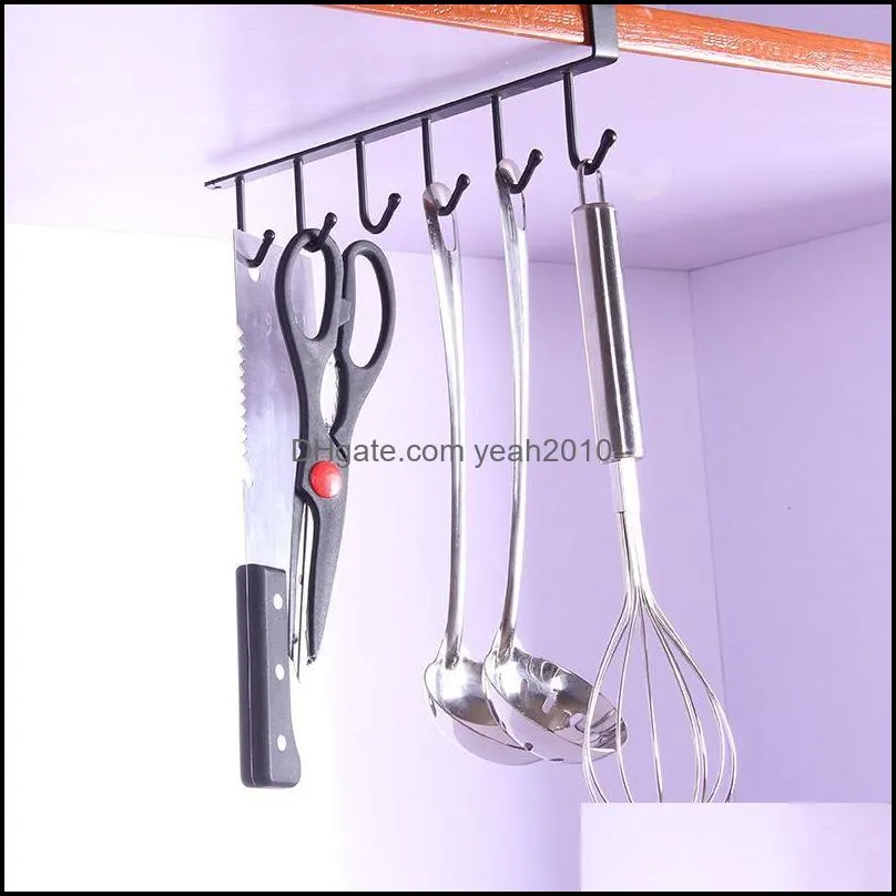 Hangers & Racks 2Pce Cabinet Non-marking Hooks Metal Wrought Iron Kitchen Utensils 6 Nail-free Storage