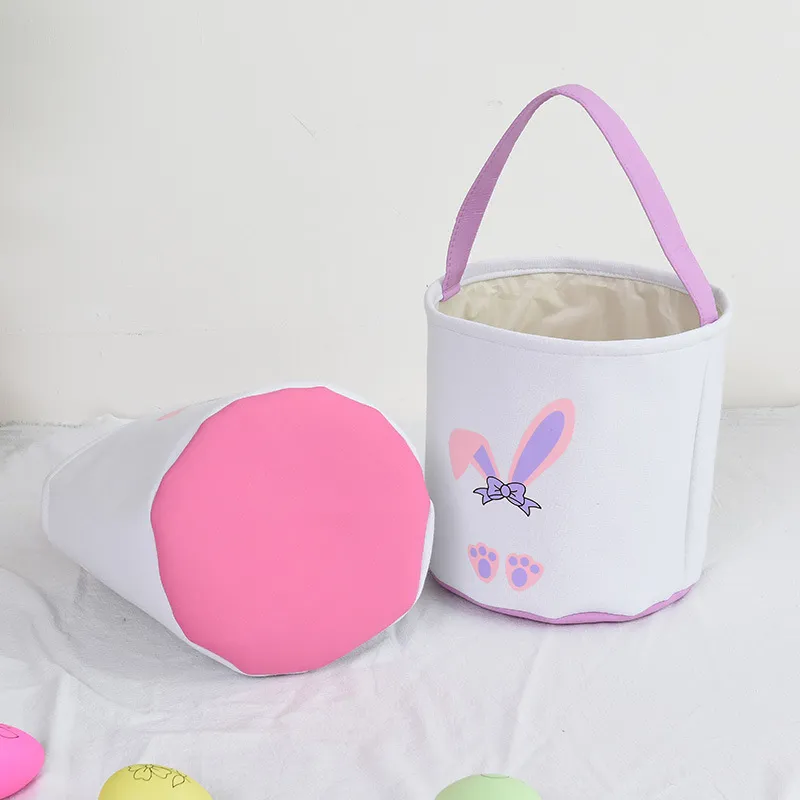 Festive Easter Basket Bunny Printing Handbag Bucket New Bow Tote Bucket