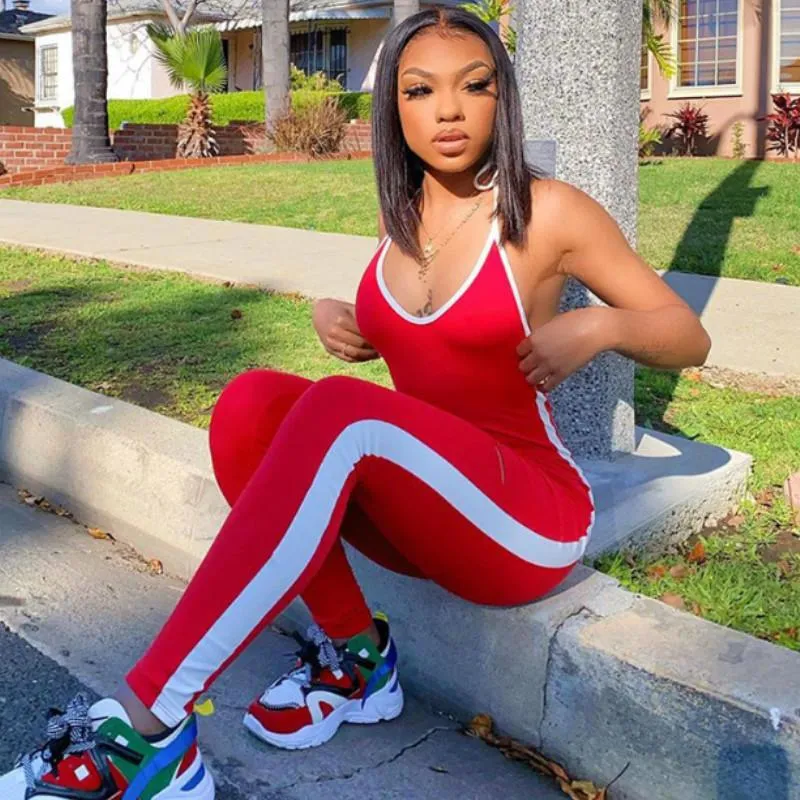 2021 Autumn Womens Sleeveless Side Patchwork Workout Jumpsuit