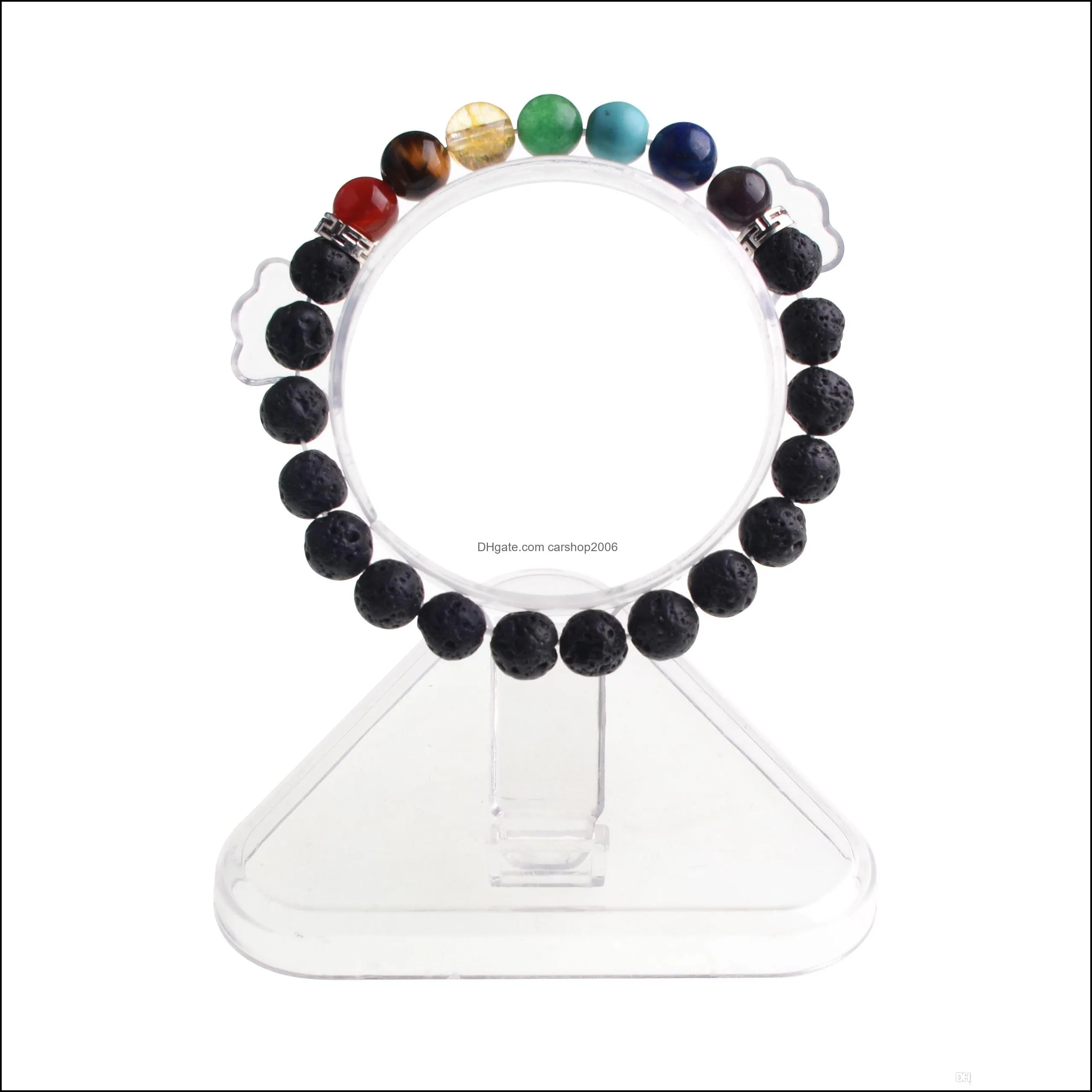 Natural Volcanic Stone Bracelet Seven Color Men And Women Fashion Popular Essential Oil Diffusion Hand Jewelry