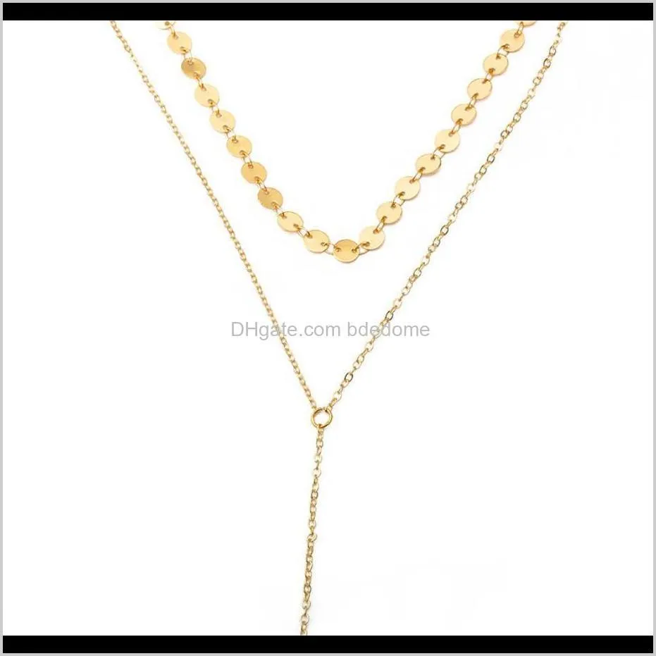 sexy multi layer necklace coin chain choker square bar pendant silver gold color plated o chain women gift