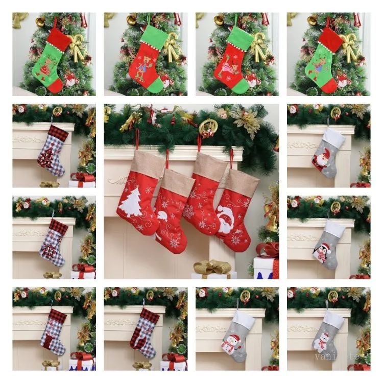 Bas de Noël Arbre de Noël Suspendus Décoration Ornements Cheminée Bonbons Cadeau Sac 4 Style Articles De Fête T2I52375