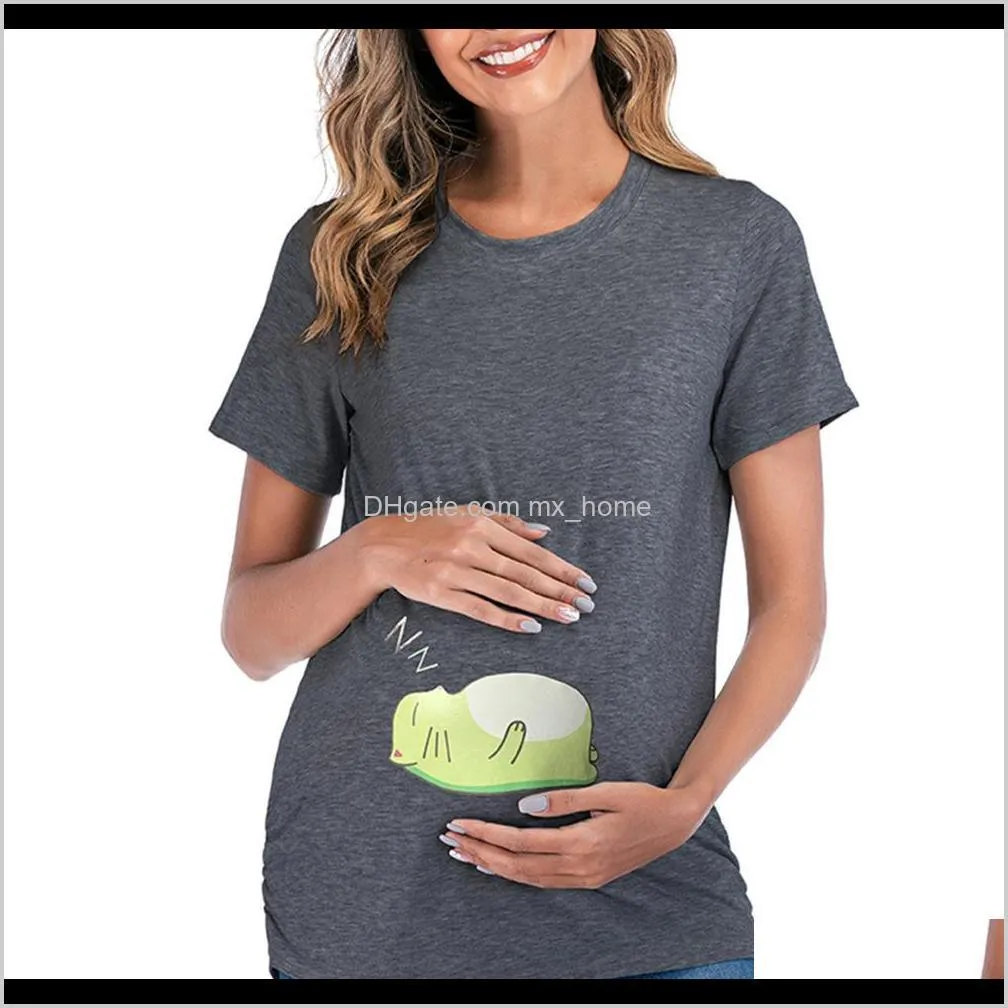 new maternity shirt summer round neck short sleeve printed large maternity t-shirt