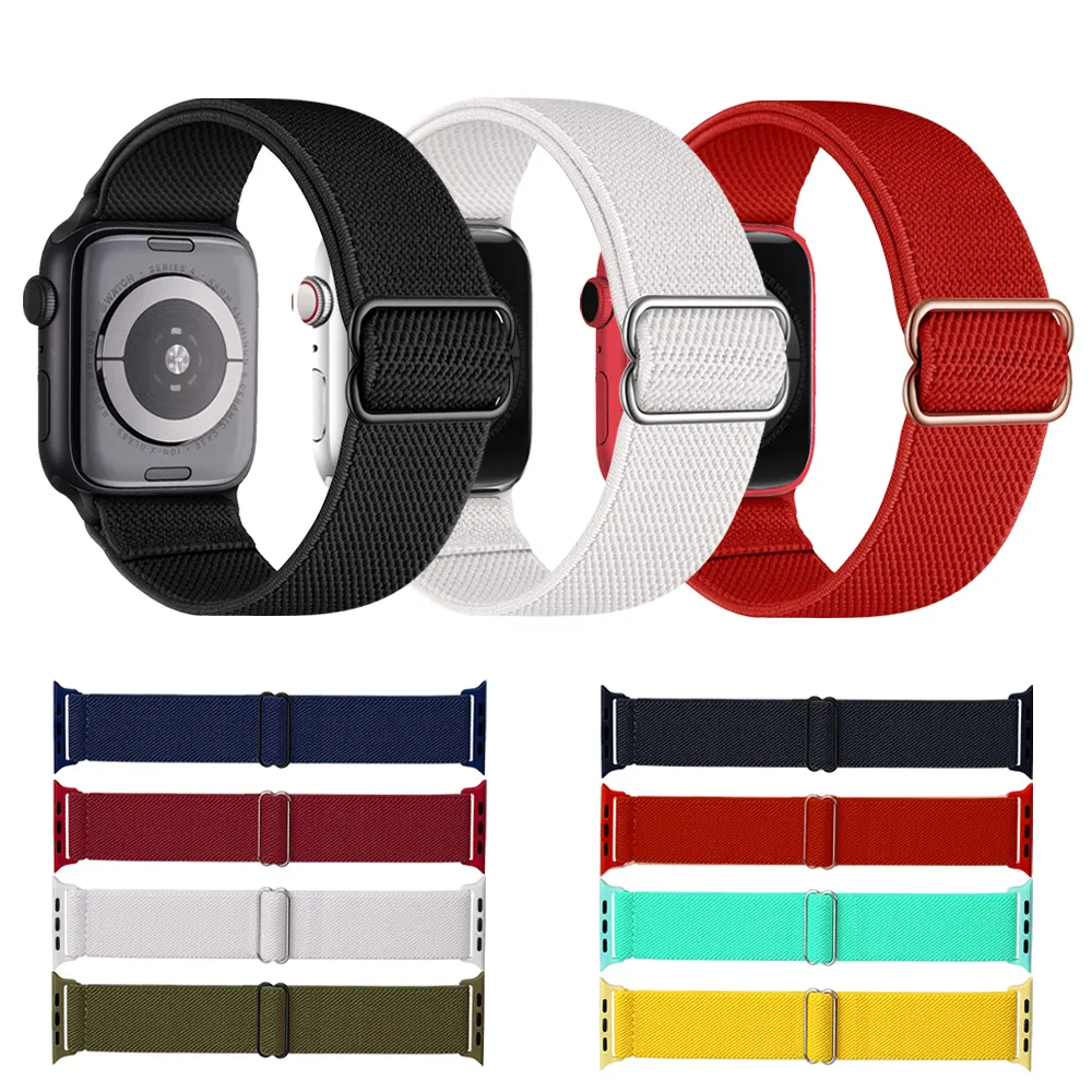 Nylon Solo Loop Strap för Apple Watch Band 44mm 42mm 40mm 38mm för Iwatch Armband Series 6 SE 5 4 3 2 1 Klockband