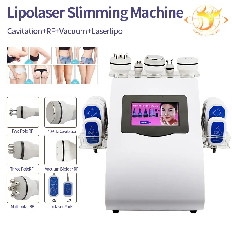 Modell Slimming 40K Ultrasonic Cavitation Machine 8 kuddar Lipo Laser Limosution Vacuum RF Skin Drawing Salon Spa