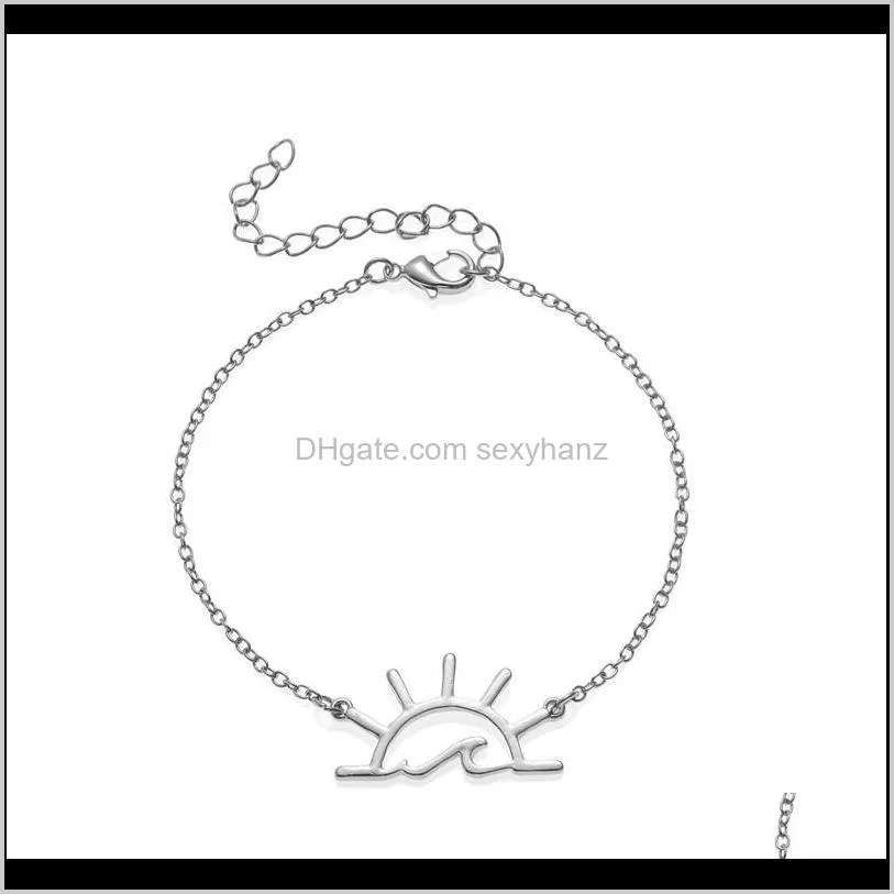 5pcs sunrise sunset ocean wave bracelets sky sunshine sunlight sea level outdoor geometric scenery landscape charm chain female