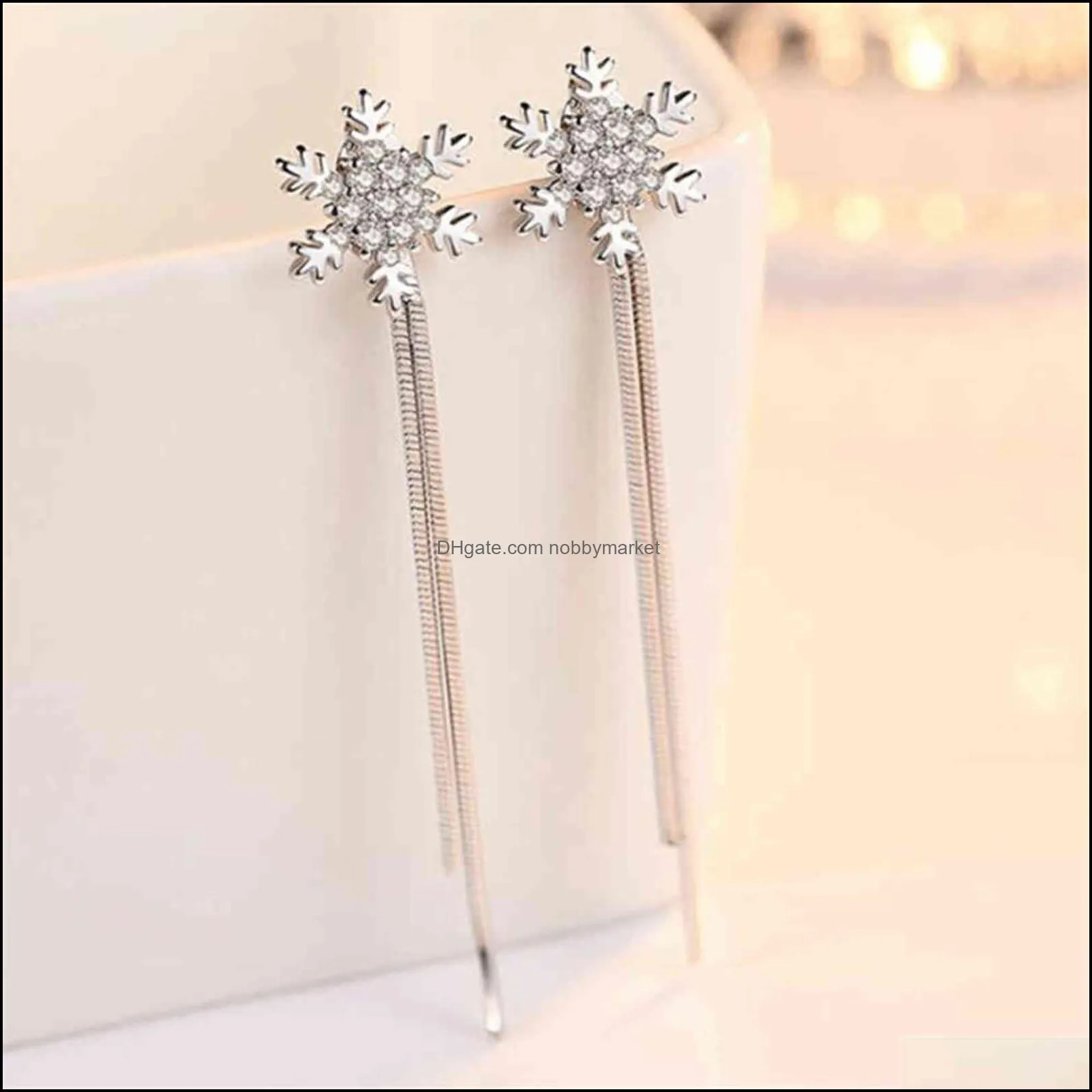 Nehzy 925 Sterling Silver New Jewelry New Woman Fashion Snowflake Hanging Style Exaggerated in the Long Female Drop Earrings