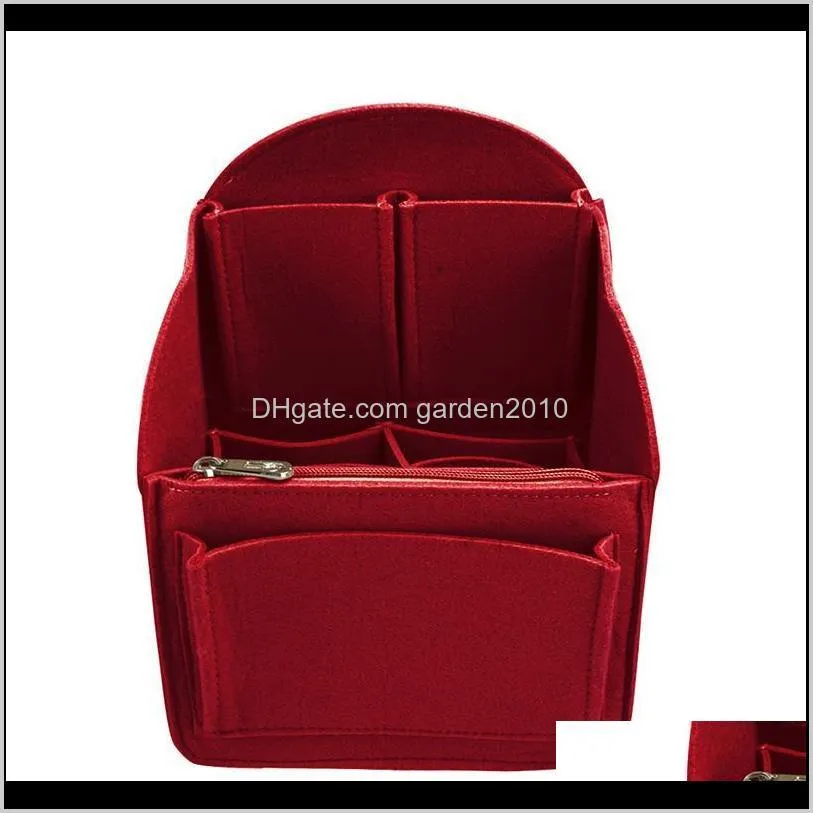 felt cloth storage bag for handbag high capacity women make up organizer insert liner travel cosmetic bags