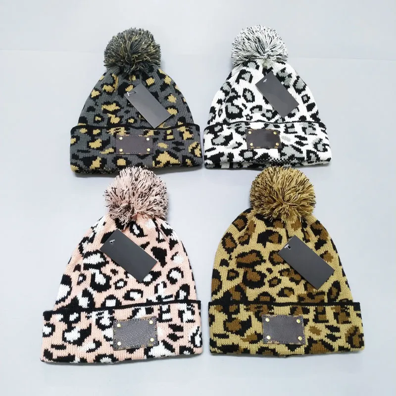 Nowa Moda Lampart Ziarna Włosów Ball Beanie Marka Mężczyźni Kobiety Winter I Jesień Ciepłe Wysokiej Jakości Oddychające Dopasowany Kilka Wiadro Kapelusz Elastyczne Z Logo Dziano Czapki L009041