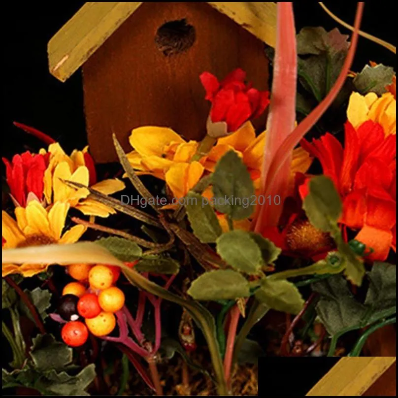 Decorative Flowers & Wreaths Home Decor Wooden House-shaped Halloween Artificial Silk Flower Ornament Mold