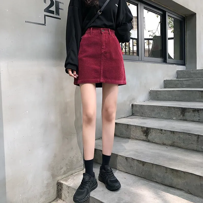 Ladies black corduroy clearance skirt