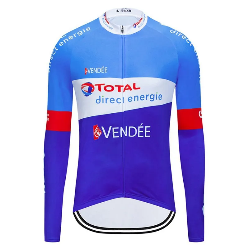 Maillot de cyclisme Pro Team Direct Energie Hommes Manches longues Séchage rapide Uniforme de sport Chemises de vélo de montagne Hauts de vélo Vêtements de course Vêtements de sport en plein air Y21042401