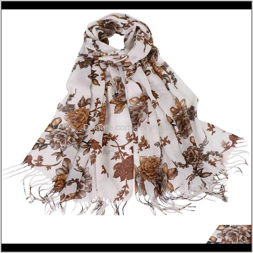 Women Muslim Long Wrap Scarf Tassel Shawl Flower Lace Scarf Scarves Most Fore Front Hat1