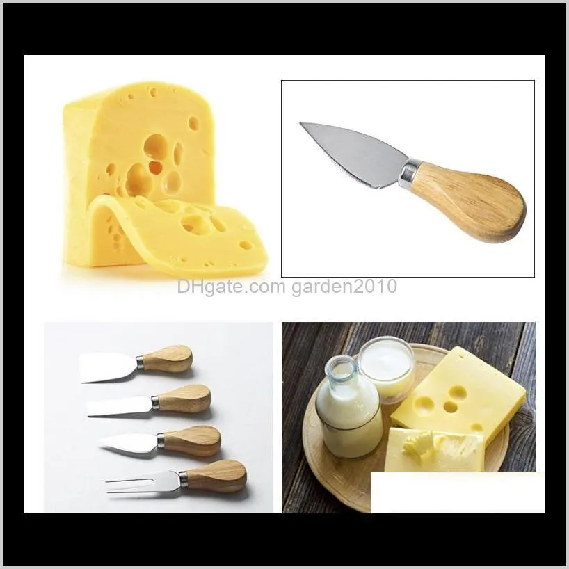 4pcs/sets knives bard set oak handle cheese knife kit kitchen cooking tools useful accessories wen5055