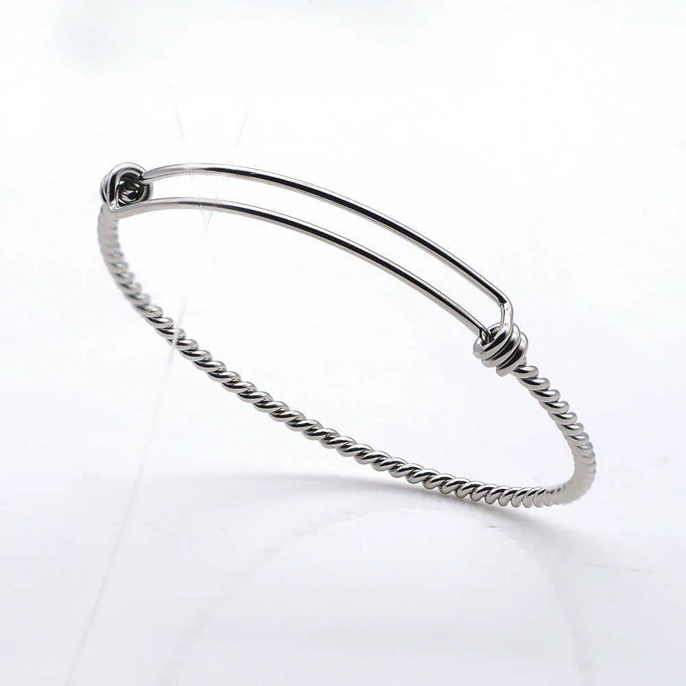60-65mm 100% acciaio inossidabile fai da te filo sterico-twist espandibile braccialetto gioielli moda braccialetti Dropshipping Q0717