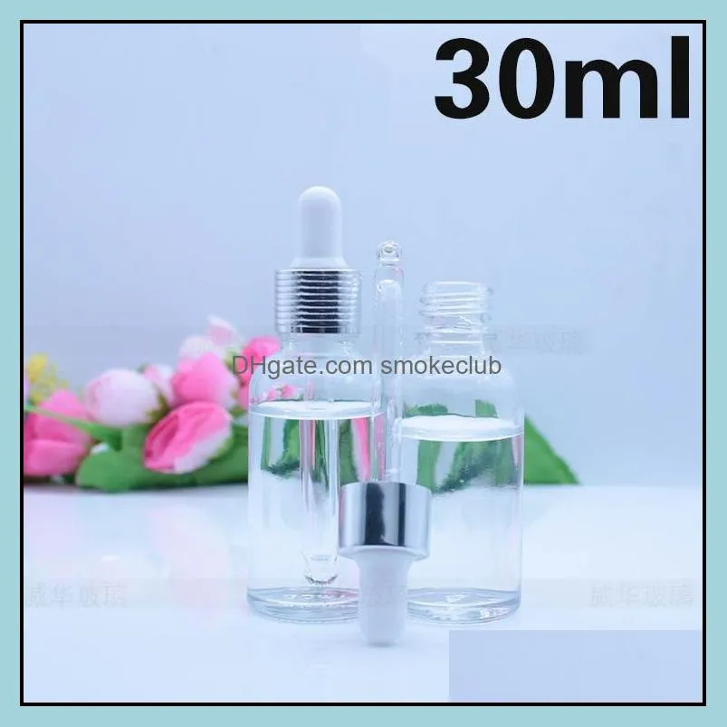 30ml Clear glass dropper bottle essential oil glass bottle with gold sliver black cap