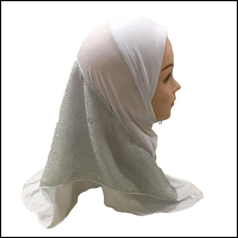 Ramadan Muslim Kids Hijab Girls One Piece Amira Islamic Child Headscarf Prayer Shawl Arab Headwear Wrap Covers Cap Middle East