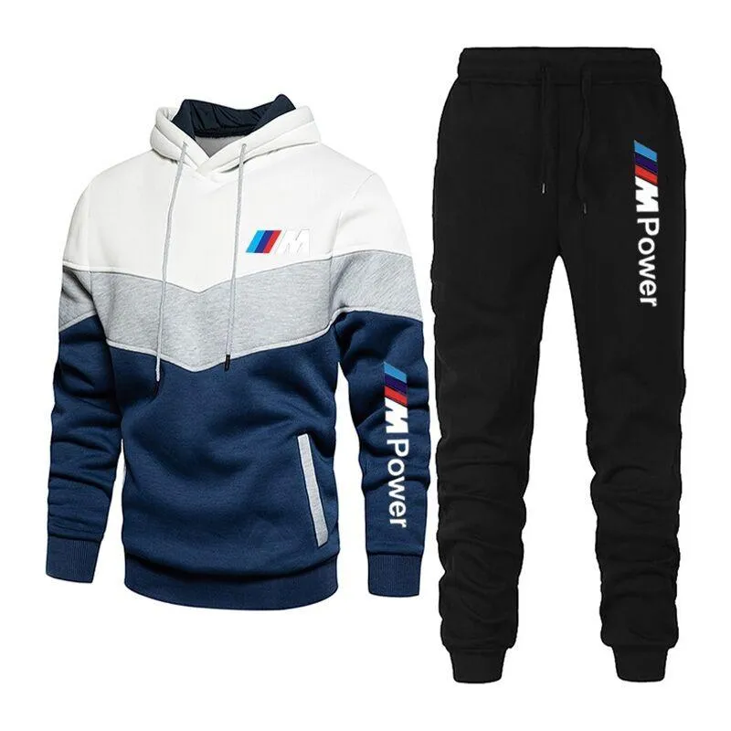 Herrspår 2022 Fashion Cotton Track Sportswear Suit Mens Tracksuit Autumn and Winter Trousers Hoodie Pullover Två jogging kostymer 3xl