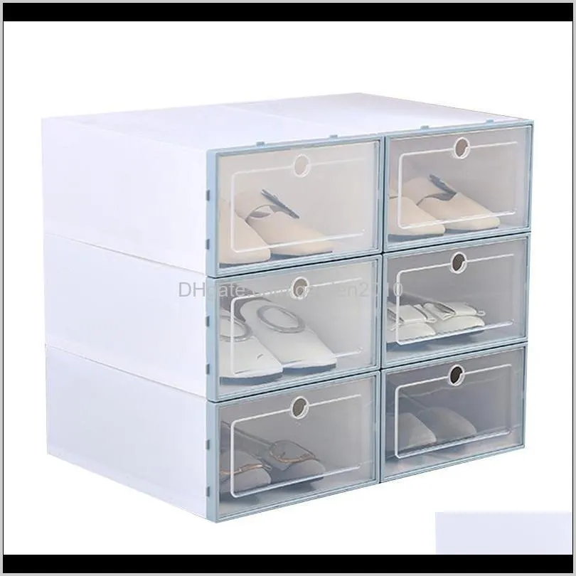 1pc new transparent drawer plastic shoe box clamshell design double shoe rack storage artifact home storage tool