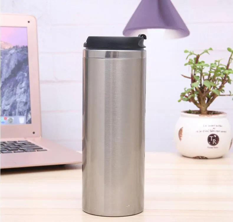 420ml blank sublimation tumblers heat tansfer coffee mugs with lid double layers stainless steel beer mugs sea shipping cca12594