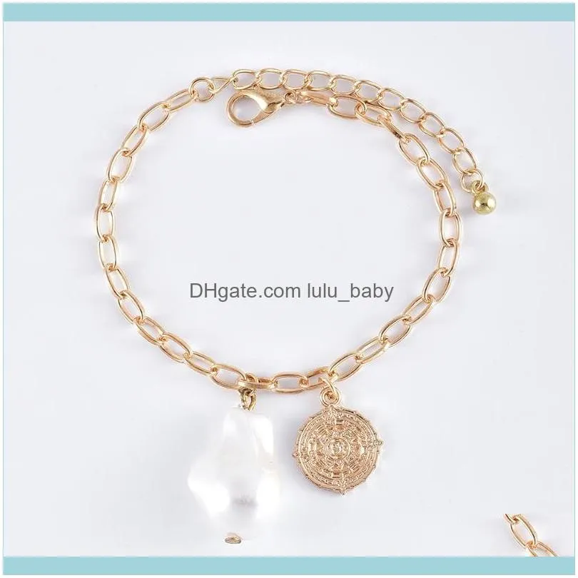 Charm Bracelets 4 Pcs/Set Fashion Gold Color Imitation Pearls Alloy Shell For Women 2021 Jewelry Hand Chains Bracelet1