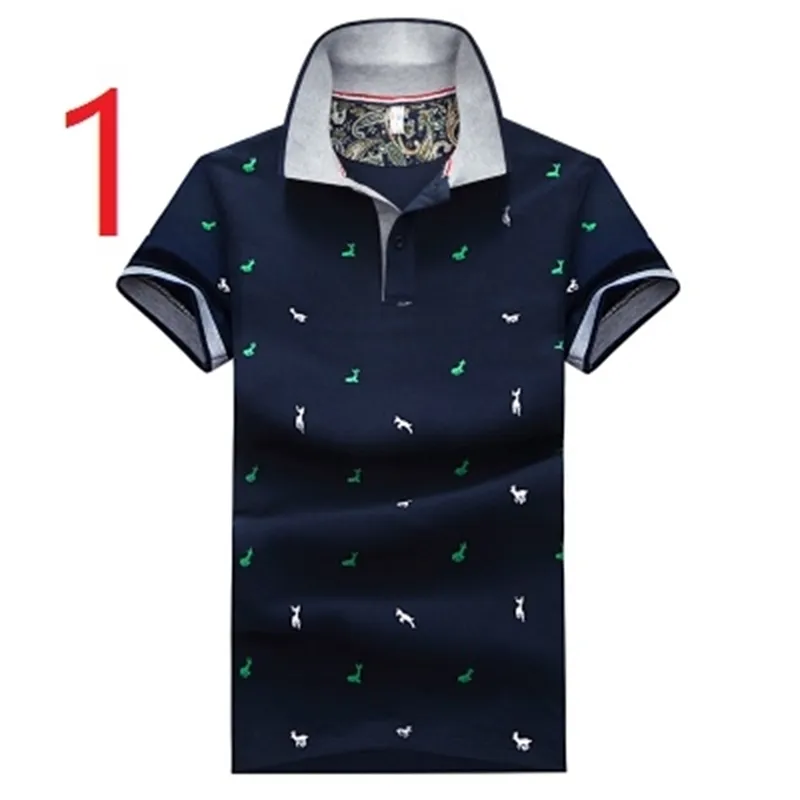 Летние взрыва Модели мужская мода печать шаблон отворота рубашки поло с короткими рукавами футболка 210420