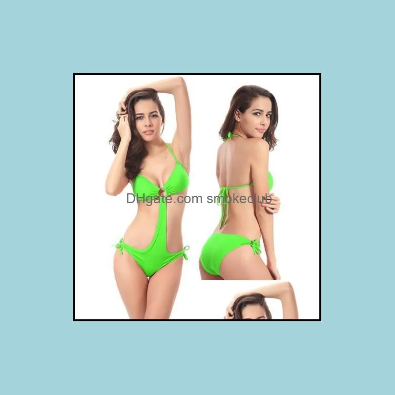 Classic Model Vintage Style Ringed Center Removable Padding One Piece Swimming Suit For Women 05# One-Piece Suits