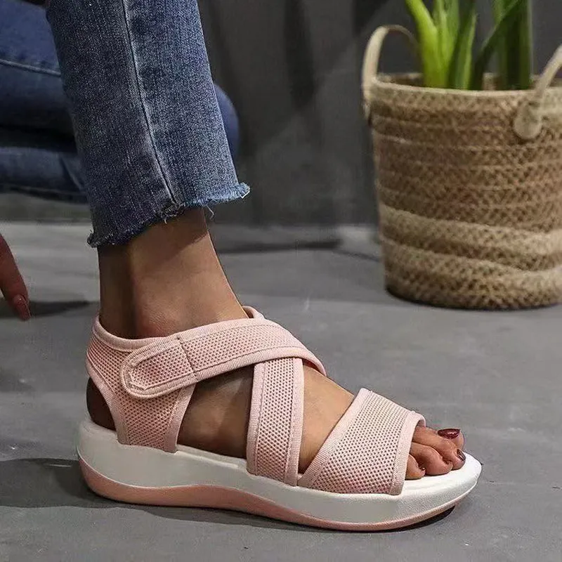 Sandals Side Spare Large Size Low Top Adult Patchwork Wedge Heel Fish Spout Fashion Couple flat sandal