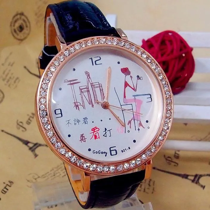 Gogoey Women s Leather Quartz Wristwatch High Quality Fashion Watch for Women s Fashion Crystal Dress and Go064