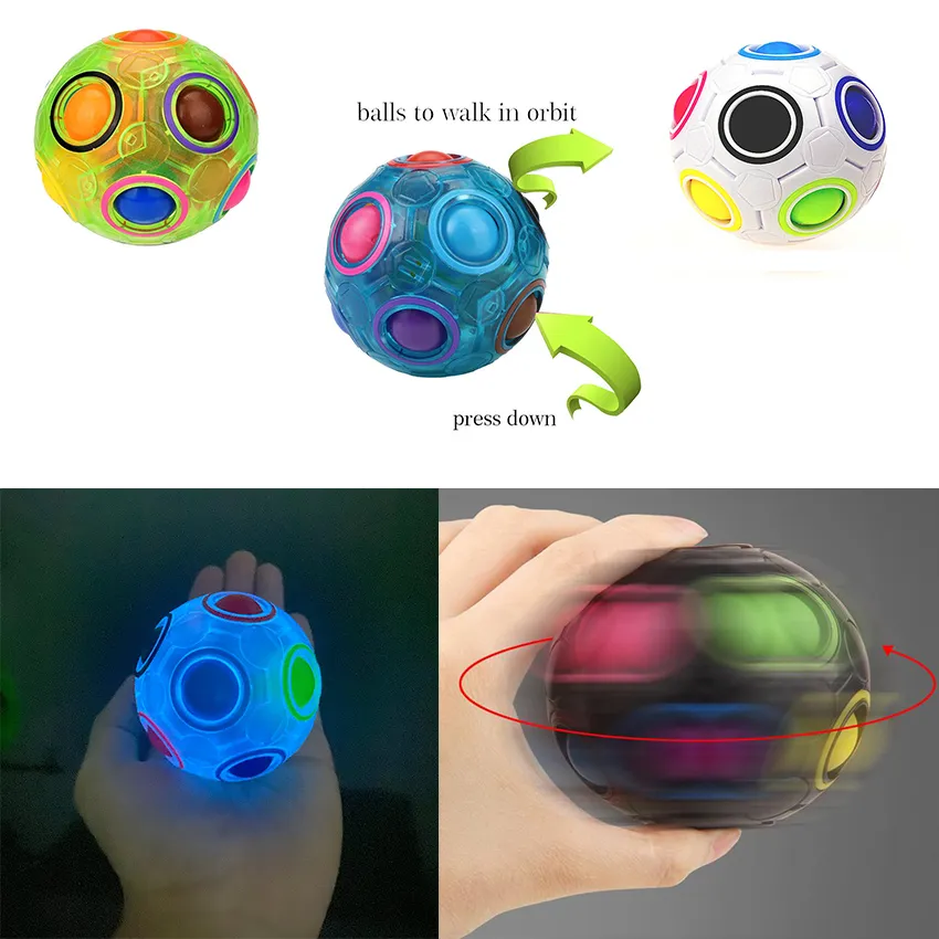 Fidget Toys Sensoriel Lumineux Créatif Magique Arc-En-Cube Cube Anti-Stress Enfants Apprentissage Éducatif Cadeaux Drôles Et Adultes Décompression Jouet Surprise en gros