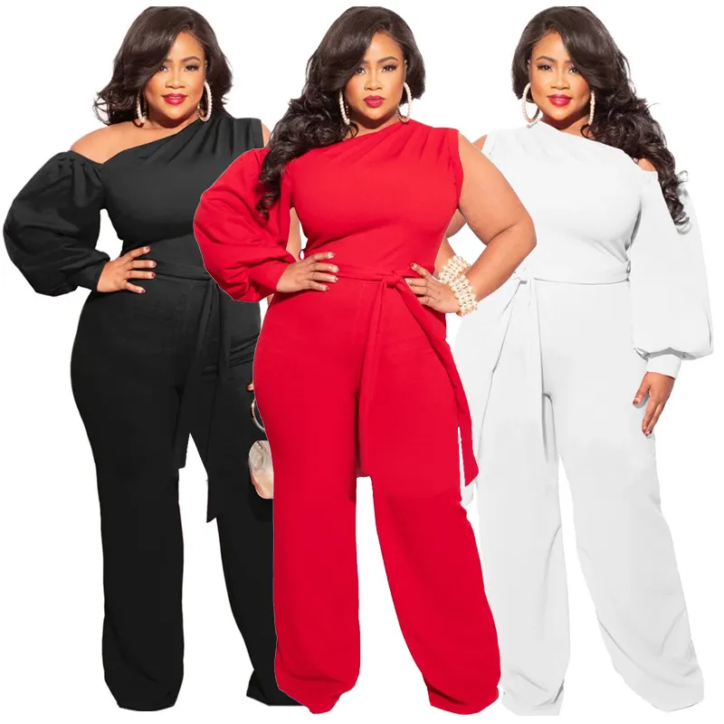 Femmes grande taille combinaisons pantalons de survêtement femmes jambes larges pantalon mode couleur unie grandes tailles Sexy combinaison décontractée L/XL/XXL/XXXL/XXXXL