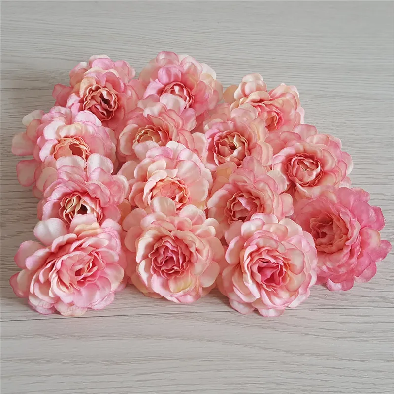 Autumn azalea flower simulation small tea rose flower head wedding wrist making European small peony flower head