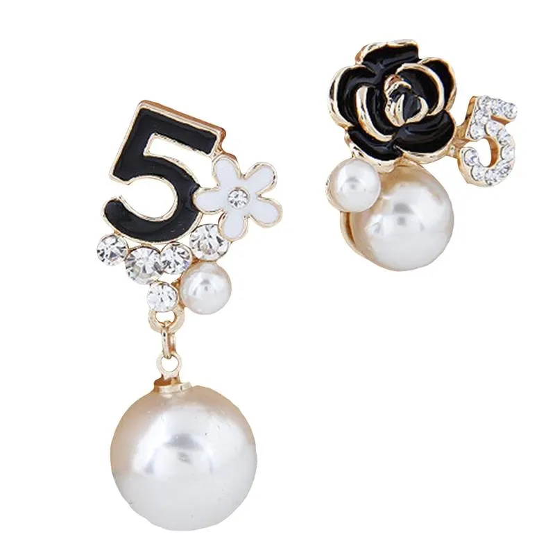 Pérola número 5 longa corrente pendurada designer de joias de luxo brincos orecchini para mulheres garanhão